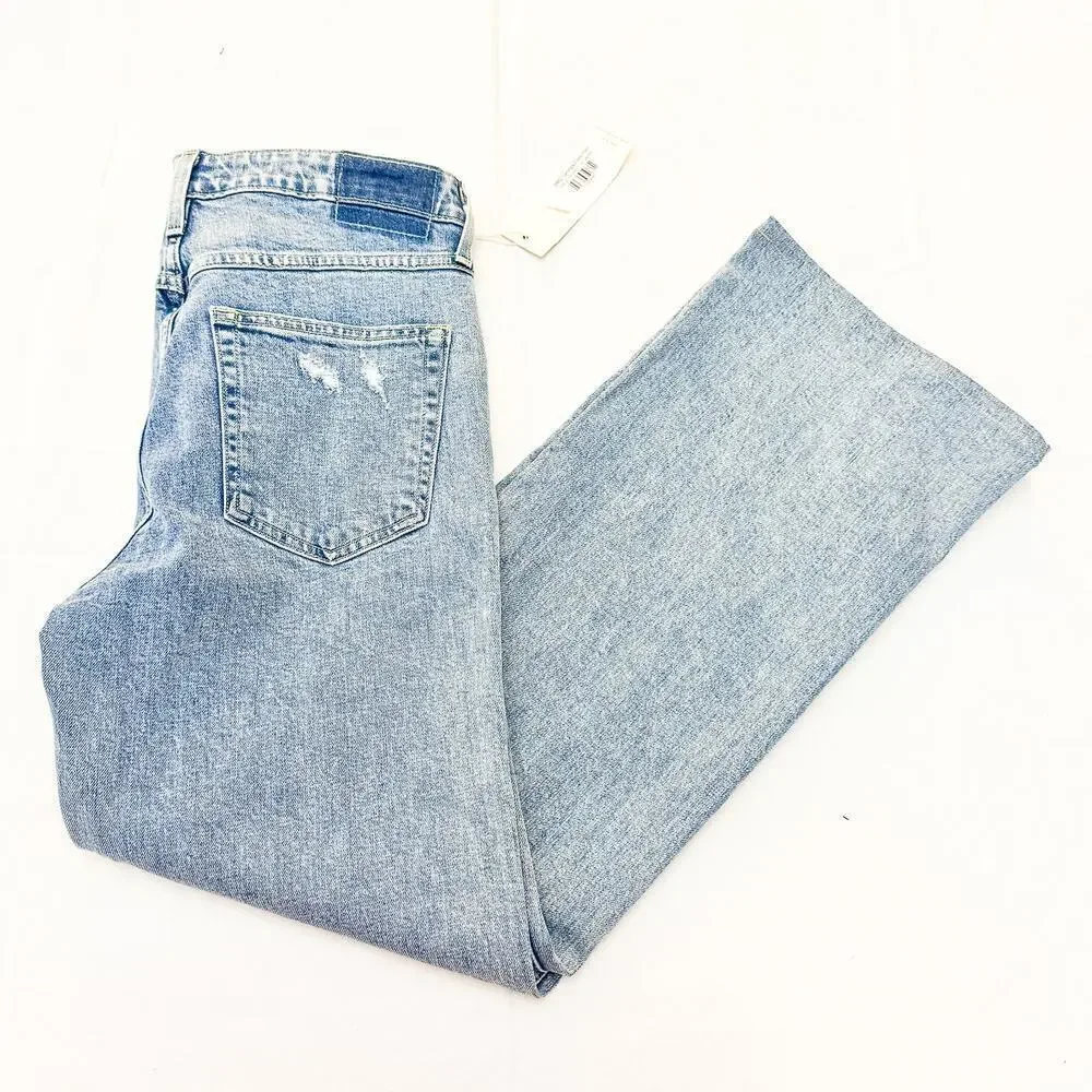 AMO Georgia Flare Mid Rise Flare Respect Leg Long Inseam Denim jeans Size 30 NWT